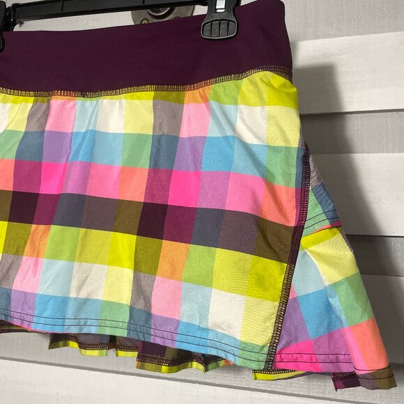 EUC Lululemon Run Pace Setter Skirt Sea Check Multi Plum skort Women's 4 6 Small - Picture 4 of 11